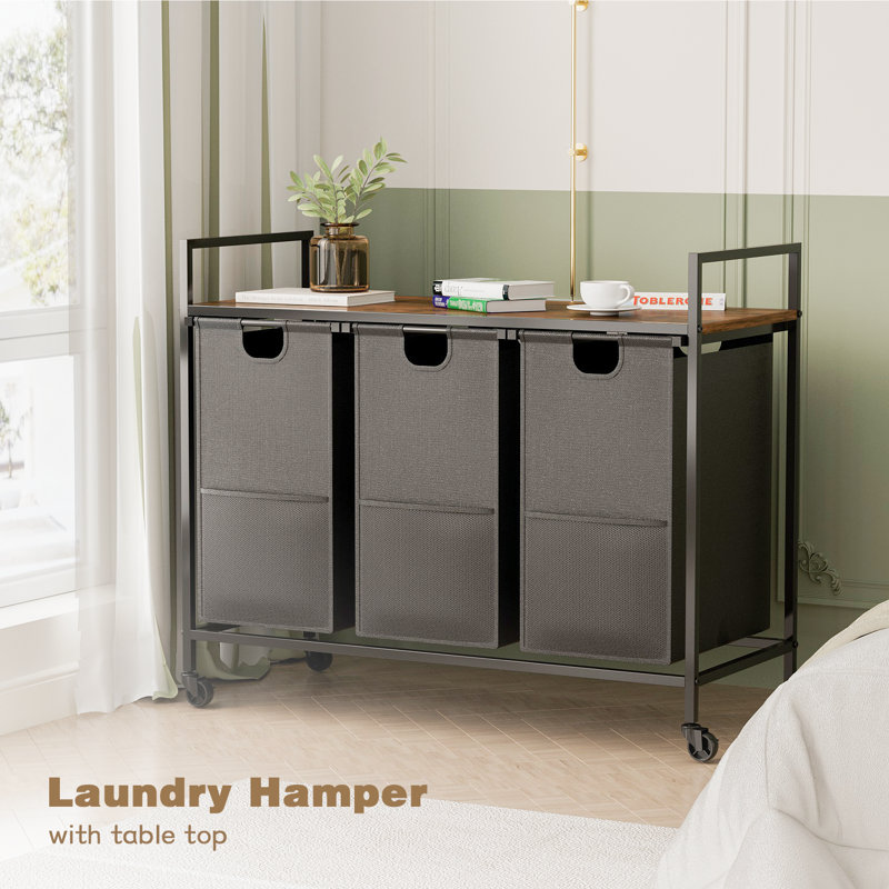 Furmax Canvas Free Standing Laundry Room Organizer with Wheels